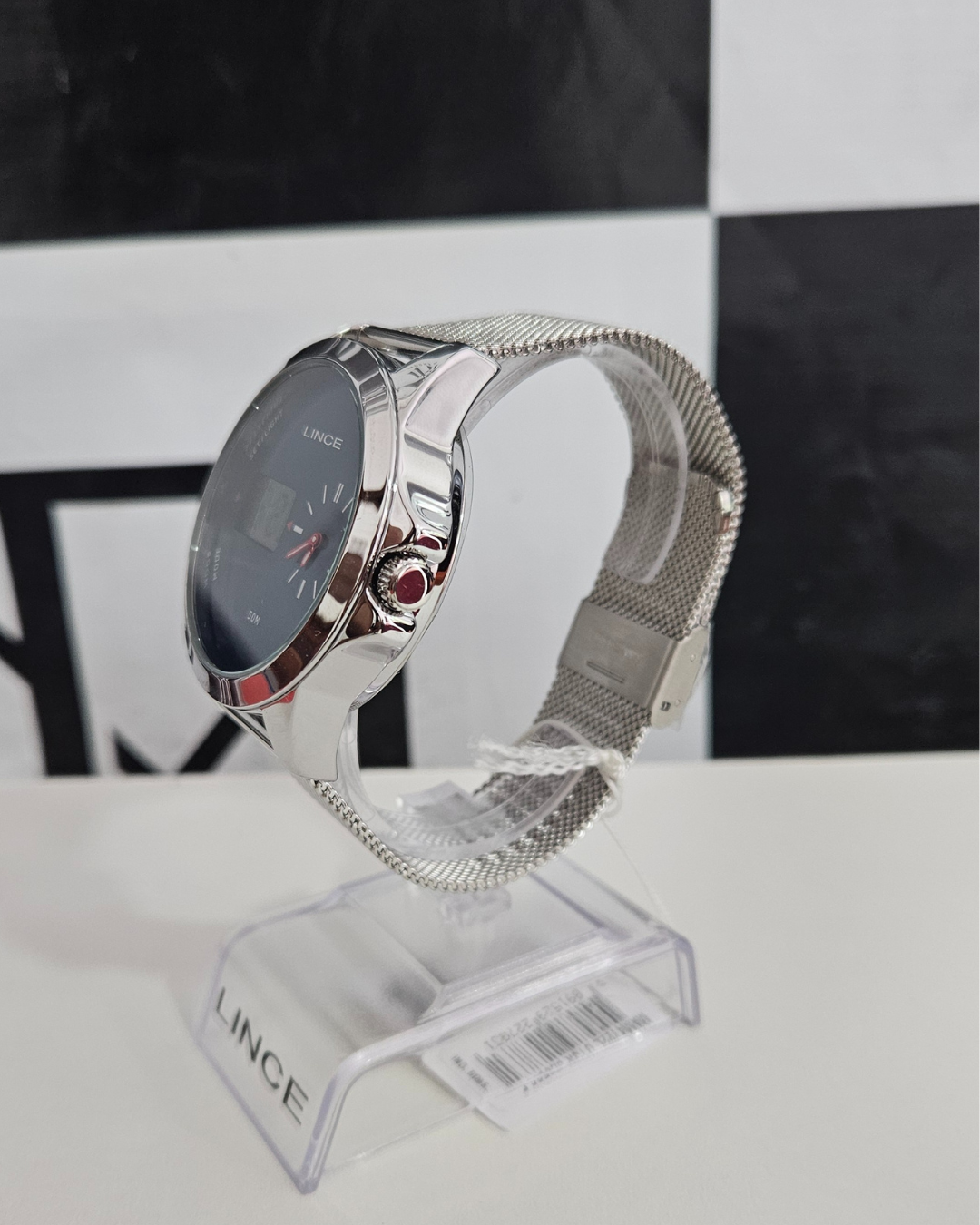 Relógio Lince Anadigi Masculino Prata Pulseira Mesh