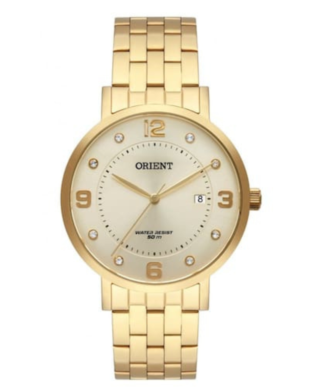 Relógio Feminino Orient Dourado com Mostrador Champanhe – 38 mm