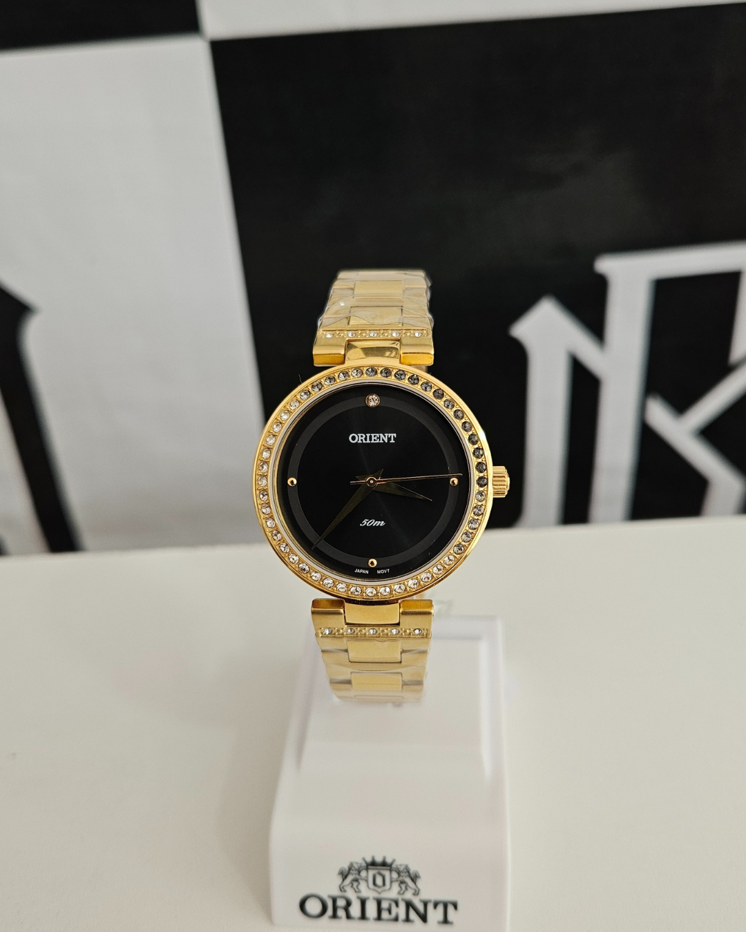 Relógio Feminino Orient Eternal Dourado com Cristais – 35 mm