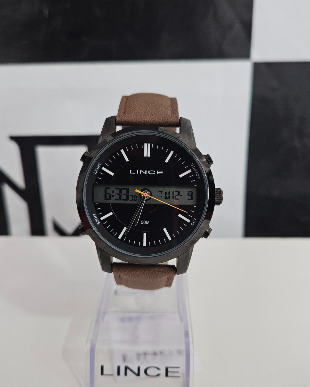 Relógio Lince Anadigi Masculino Couro Marrom