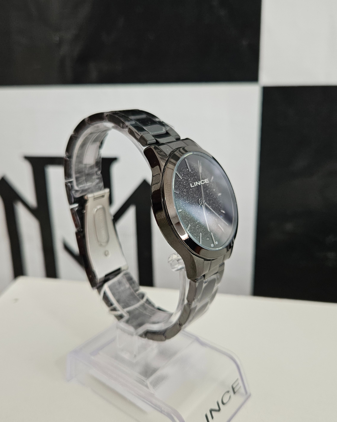 Relógio Lince Feminino Preto All Black com Mostrador Cintilante