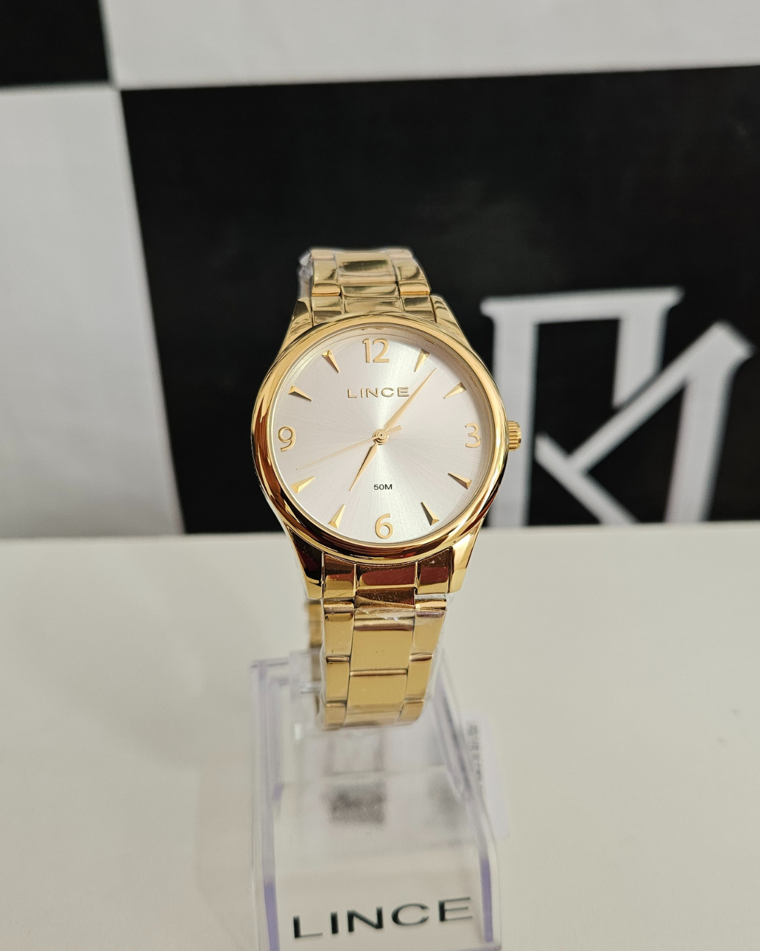 Relógio Feminino Lince Dourado Analógico em Aço