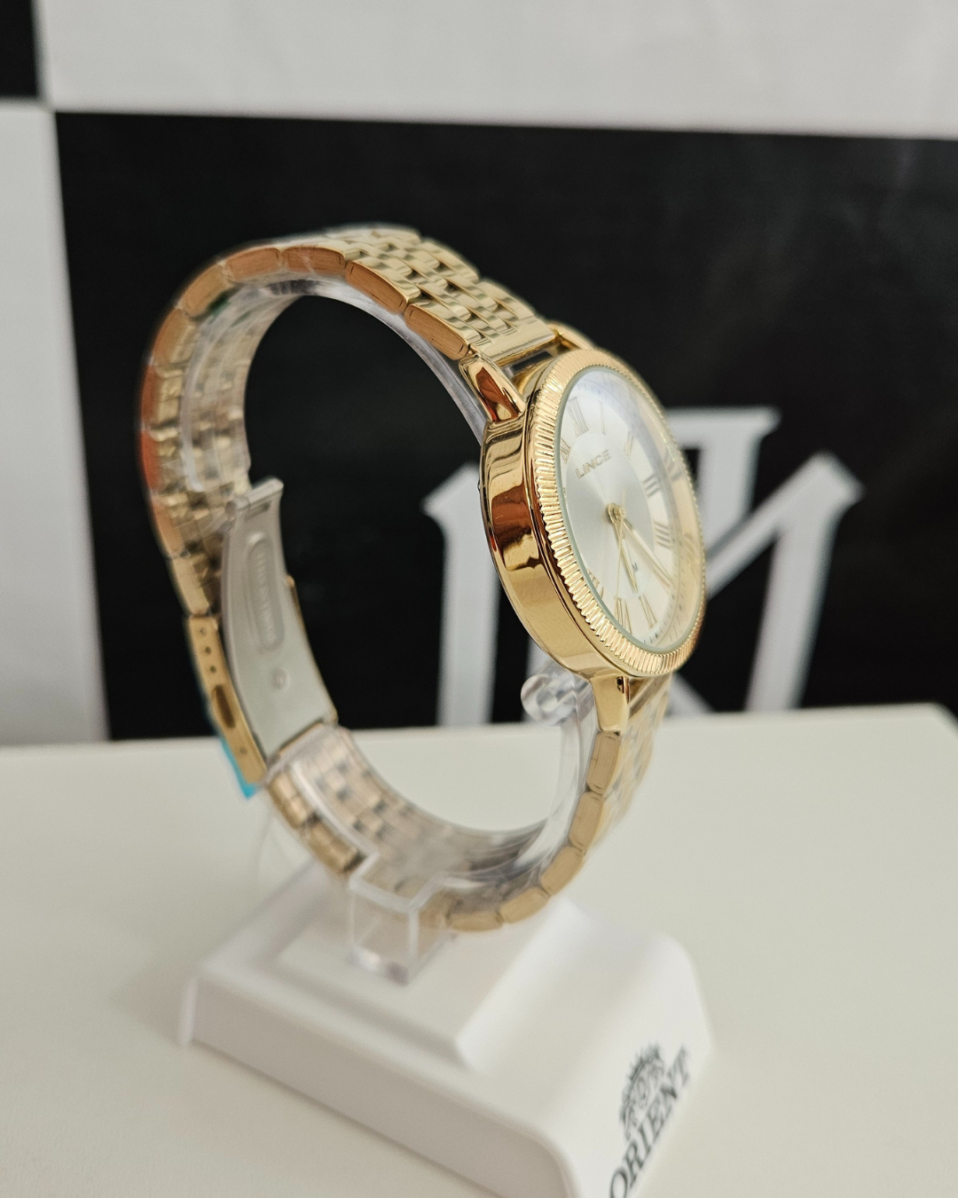 Relógio Feminino Lince Dourado com Numerais Romanos