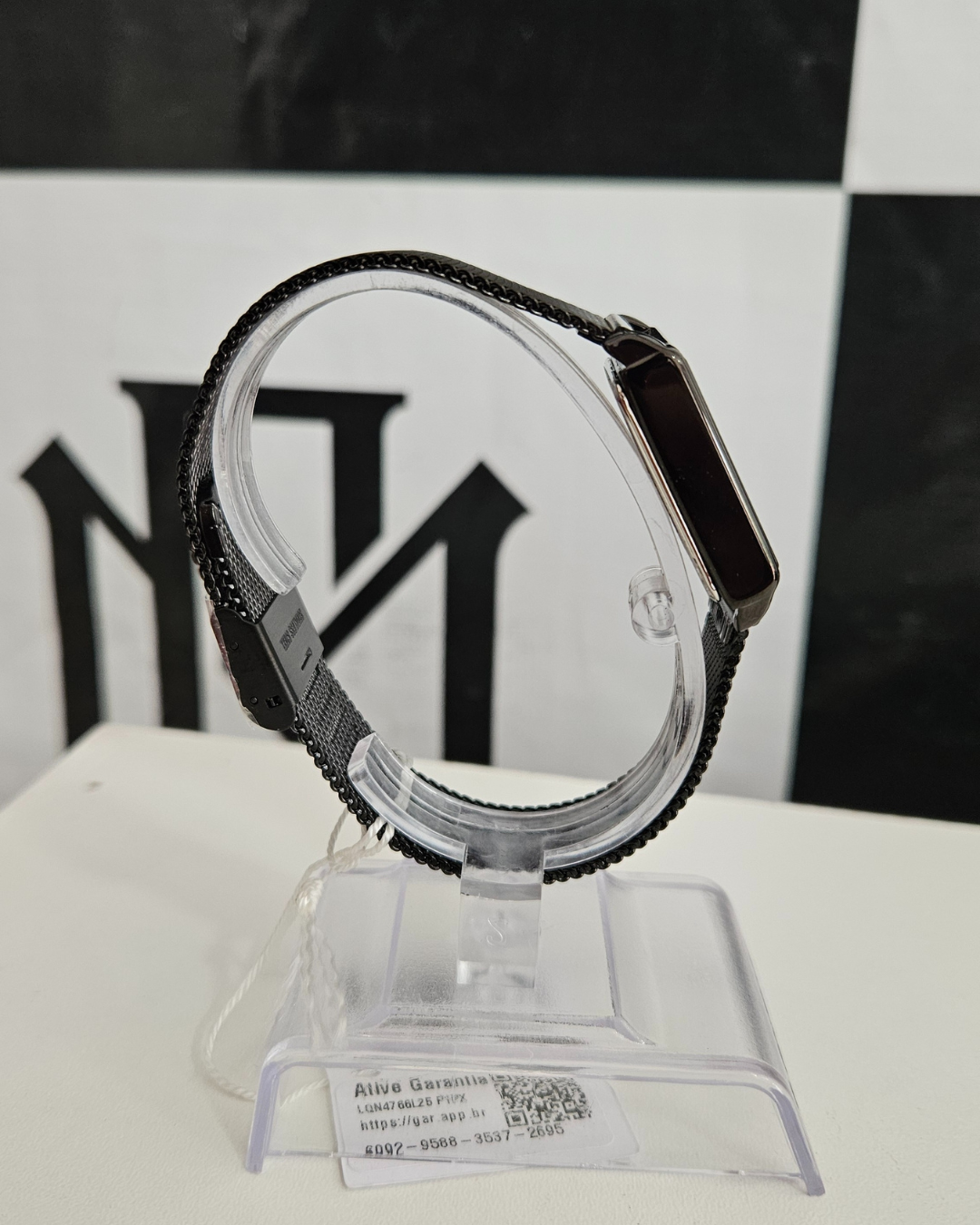 Relógio Feminino Lince Preto Quadrado com Pulseira Mesh