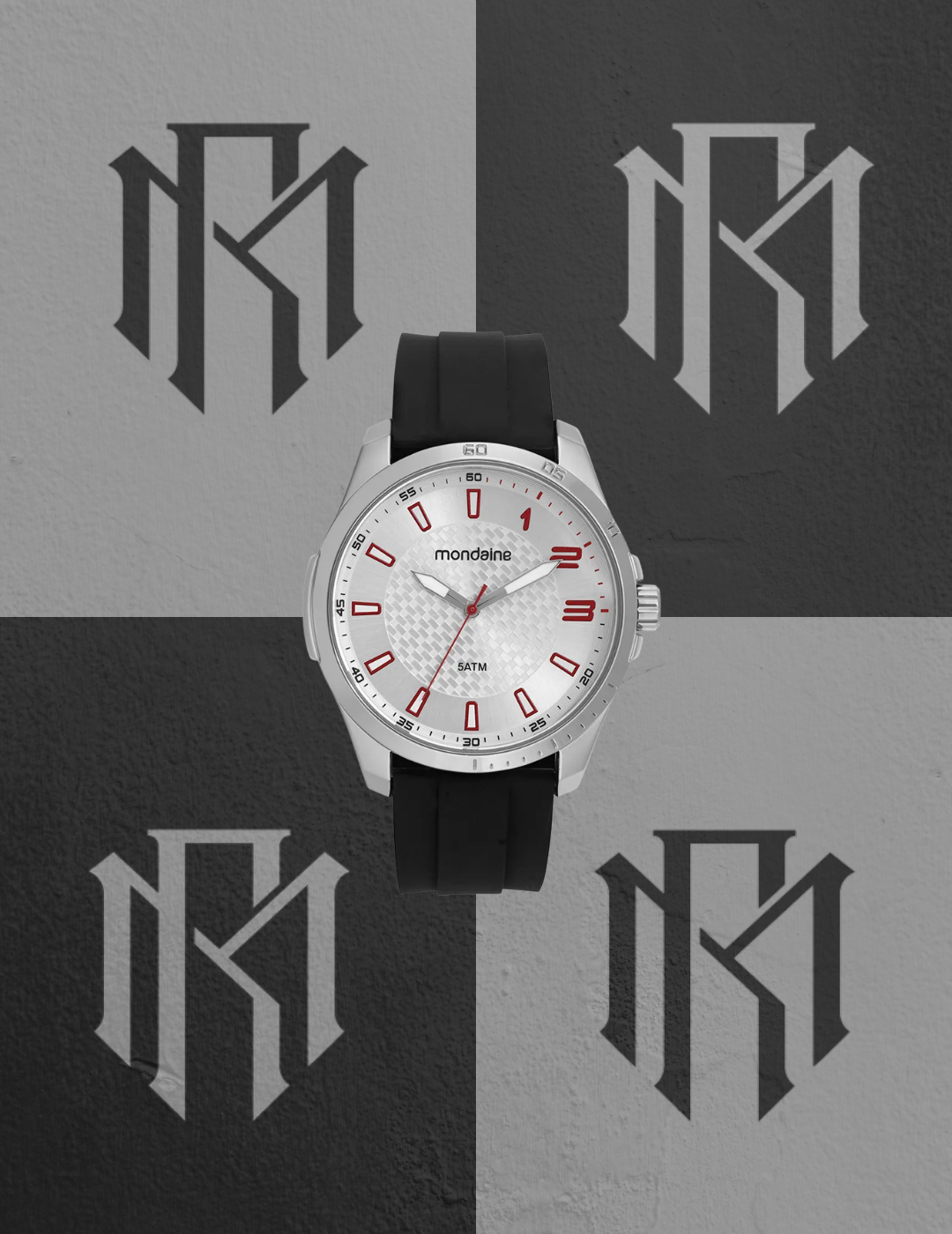 Relógio Mondaine 32644G0MVNI2 Masculino Esportivo Silicone Prata 48mm
