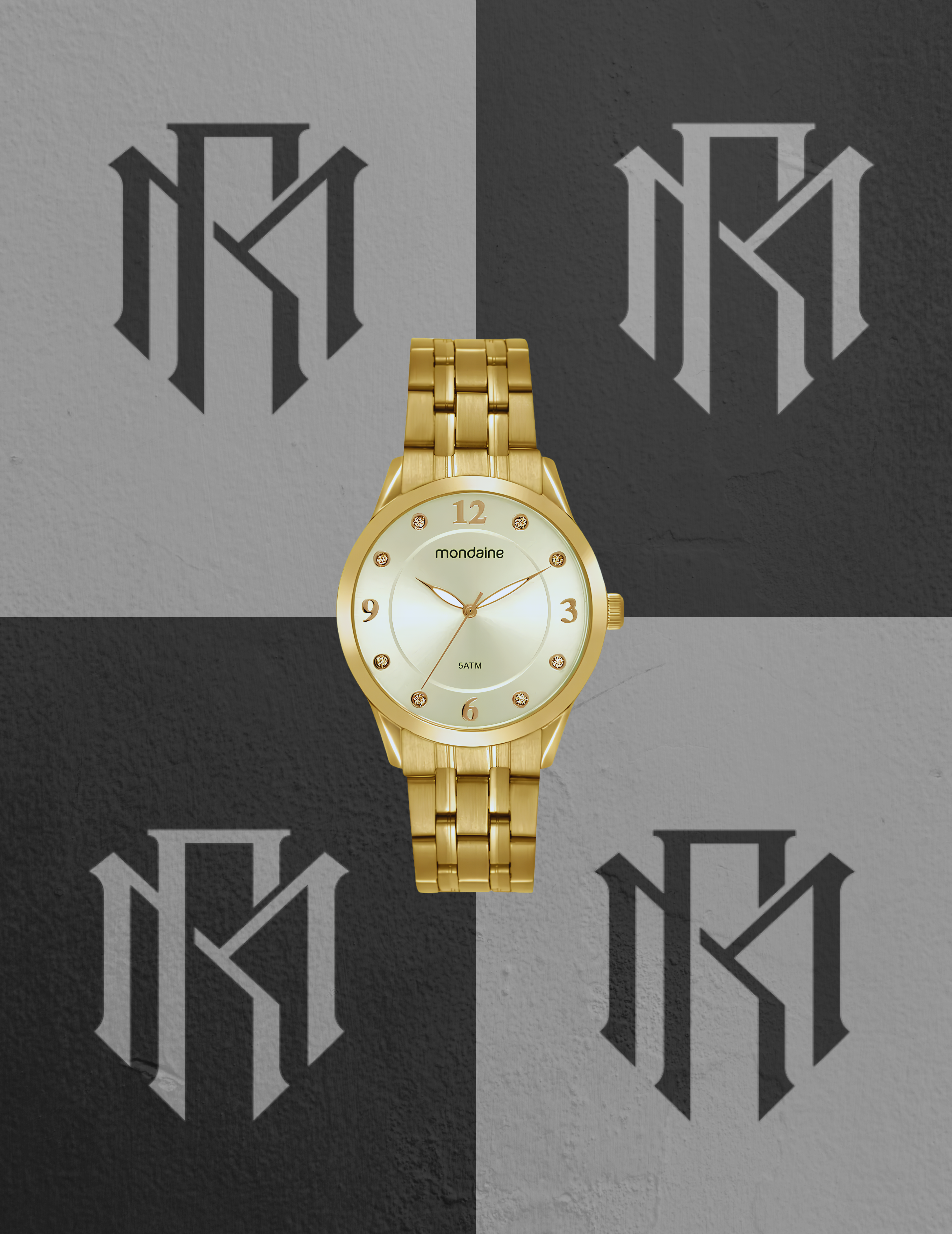 Relógio Mondaine 99766LPMVDE3 Feminino Marcadores Glitter Dourado 40mm