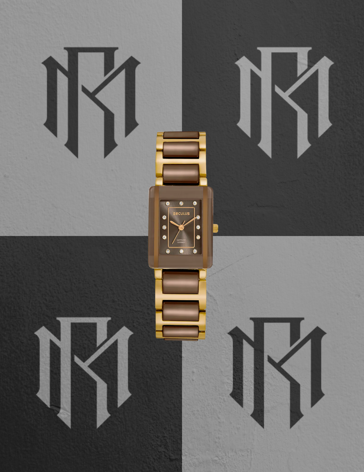 Relógio Seculus 77237LPSVRQ6 Feminino Cerâmica Marrom e Rosé