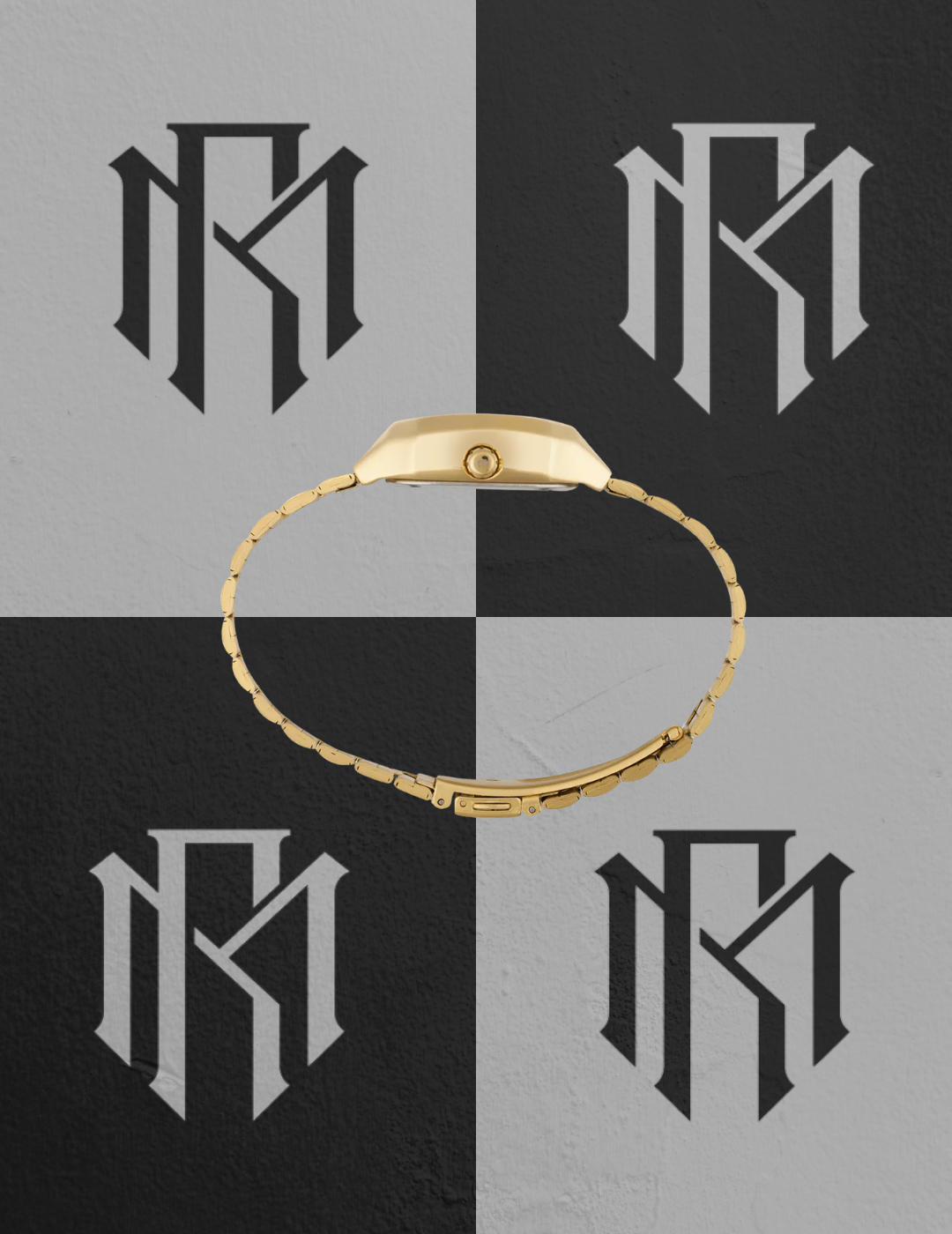 Relógio Mondaine 32944GPMVDE1 Quadrado Dourado Analógico Digital