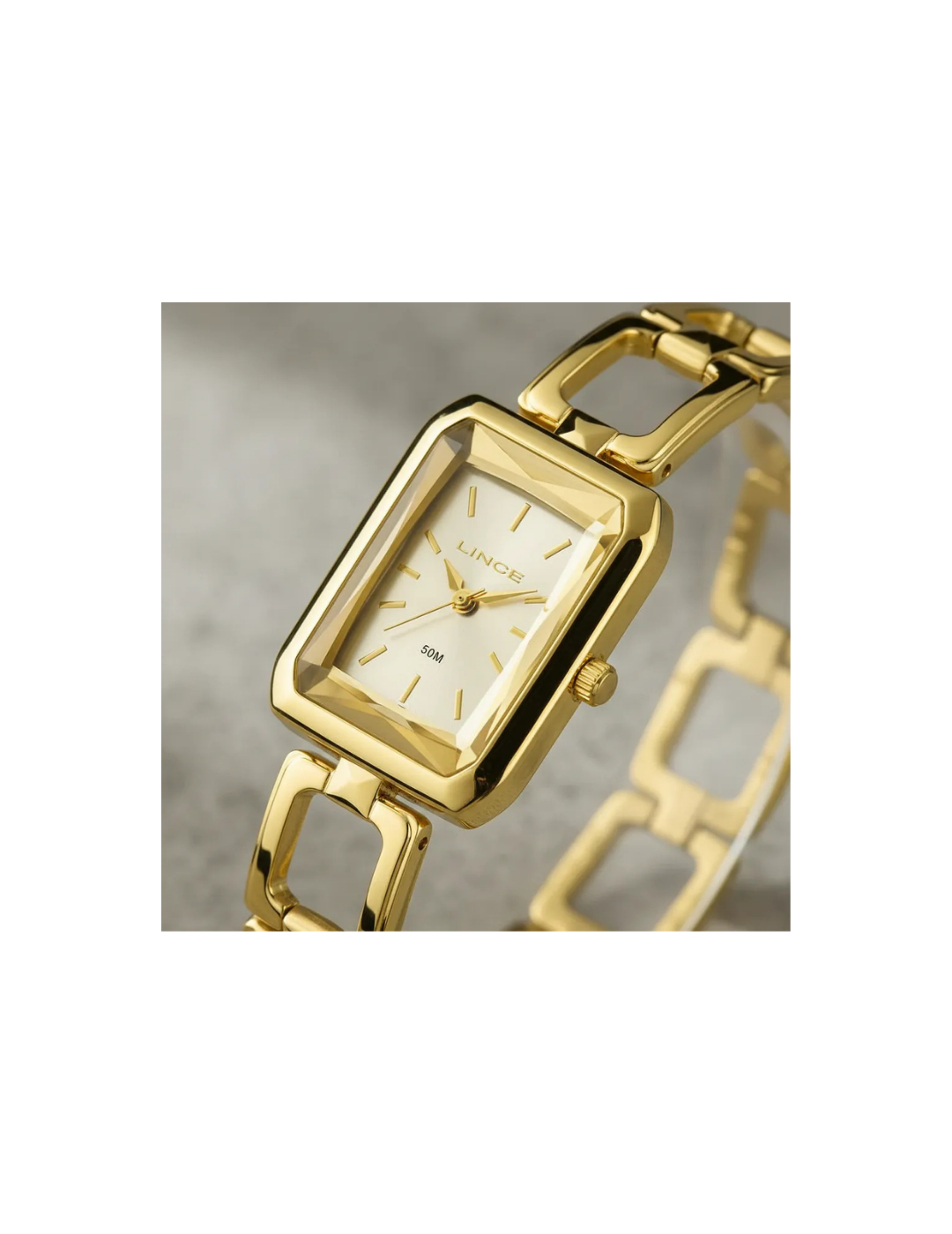 Relógio Lince LQG4839L23 C1KX Feminino Dourado Quadrado 50m