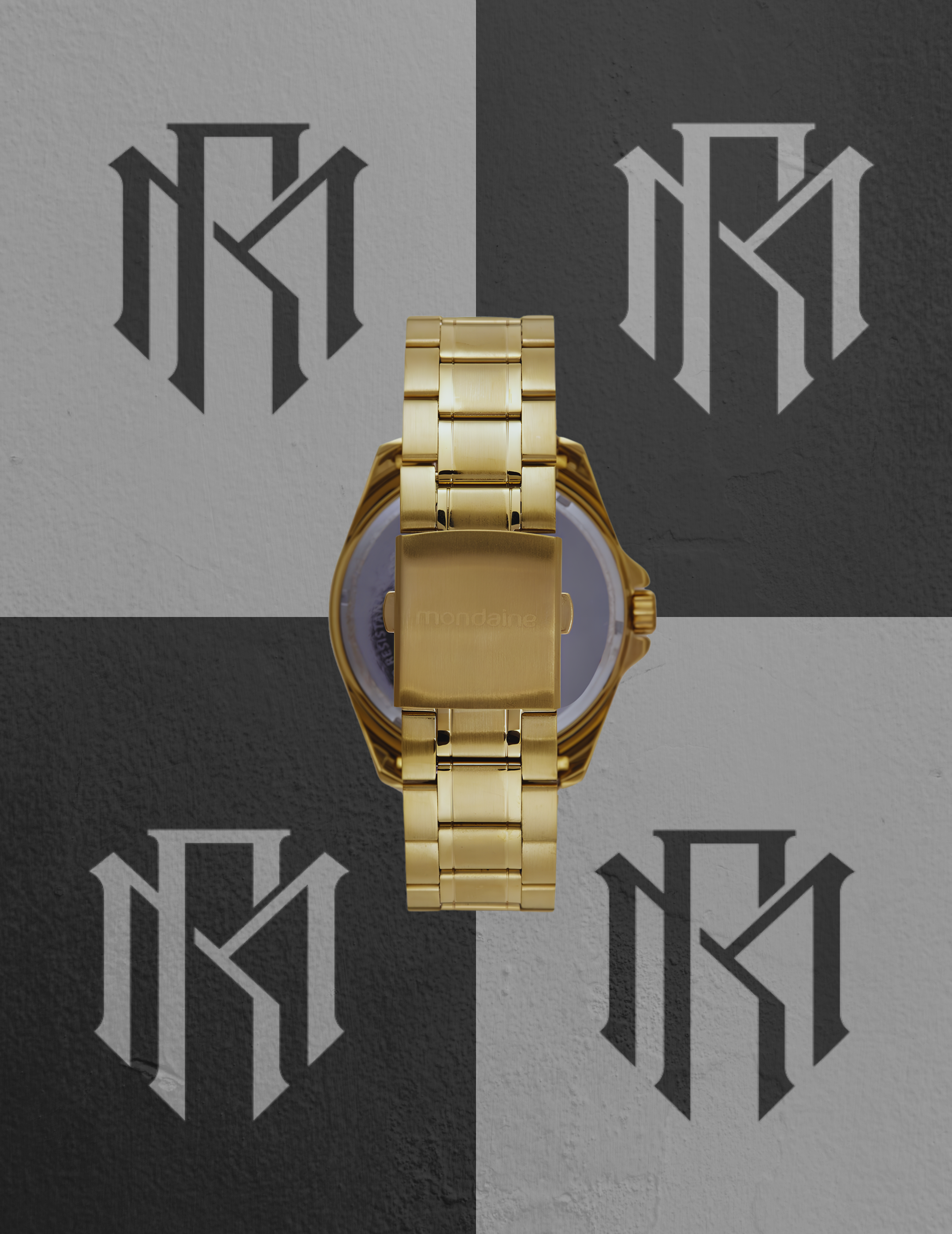 Relógio Mondaine 32638GPMVDE3 Masculino Dourado Fundo Azul 49mm 5ATM