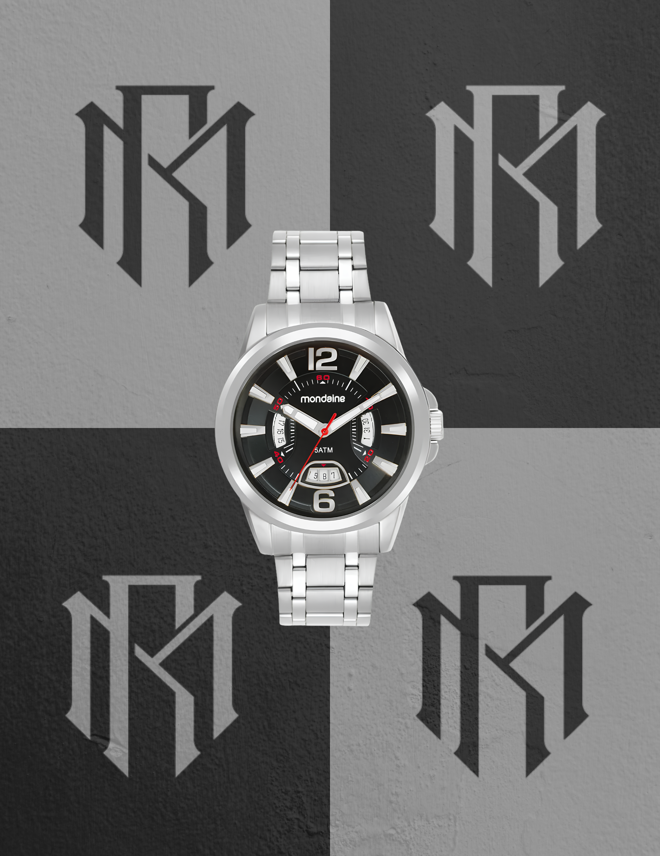 Relógio Mondaine 83522G0MVNE2 Masculino Prata Calendário 5ATM