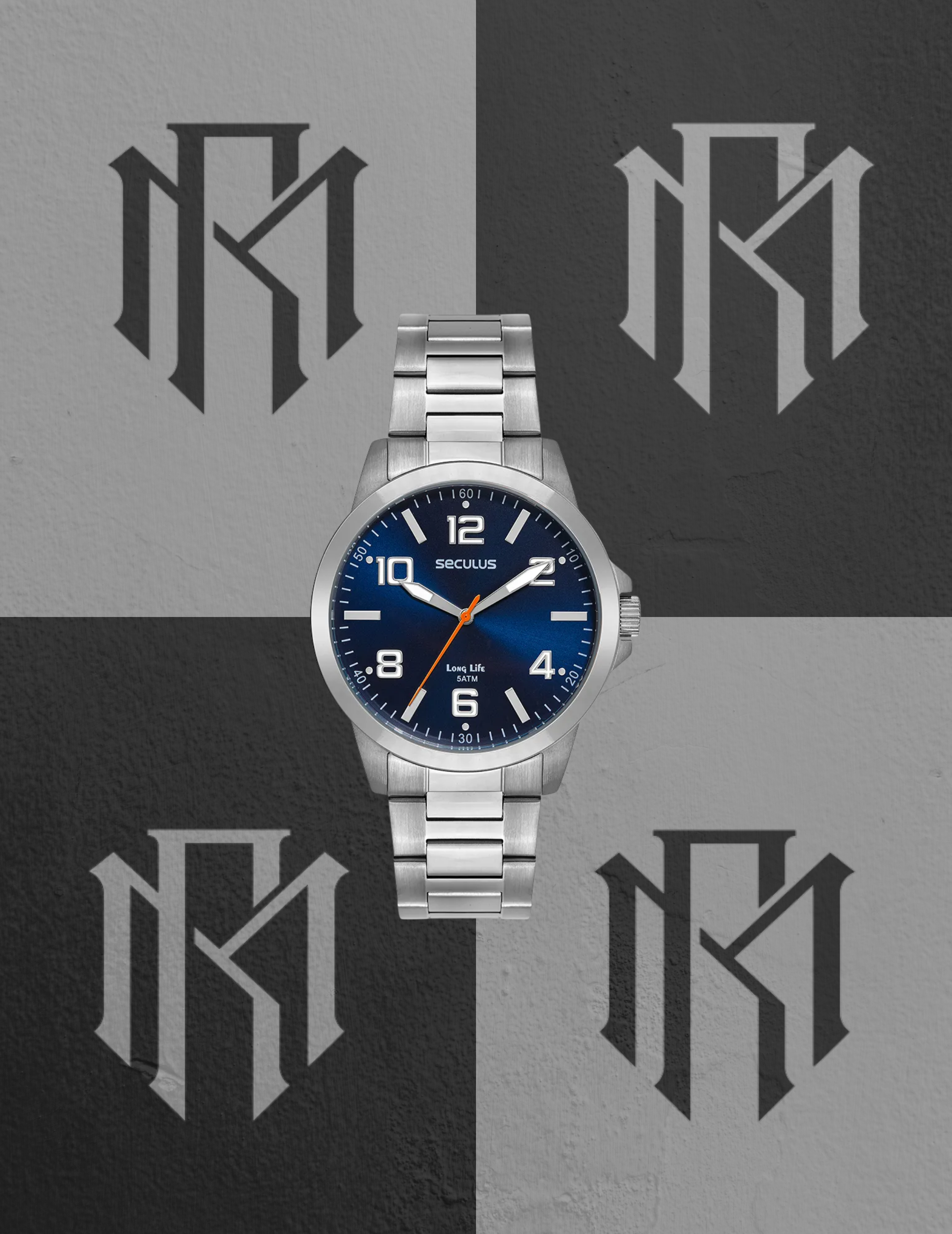Relógio Seculus 44297G0SVNA3 Masculino Prata Clássico 5ATM
