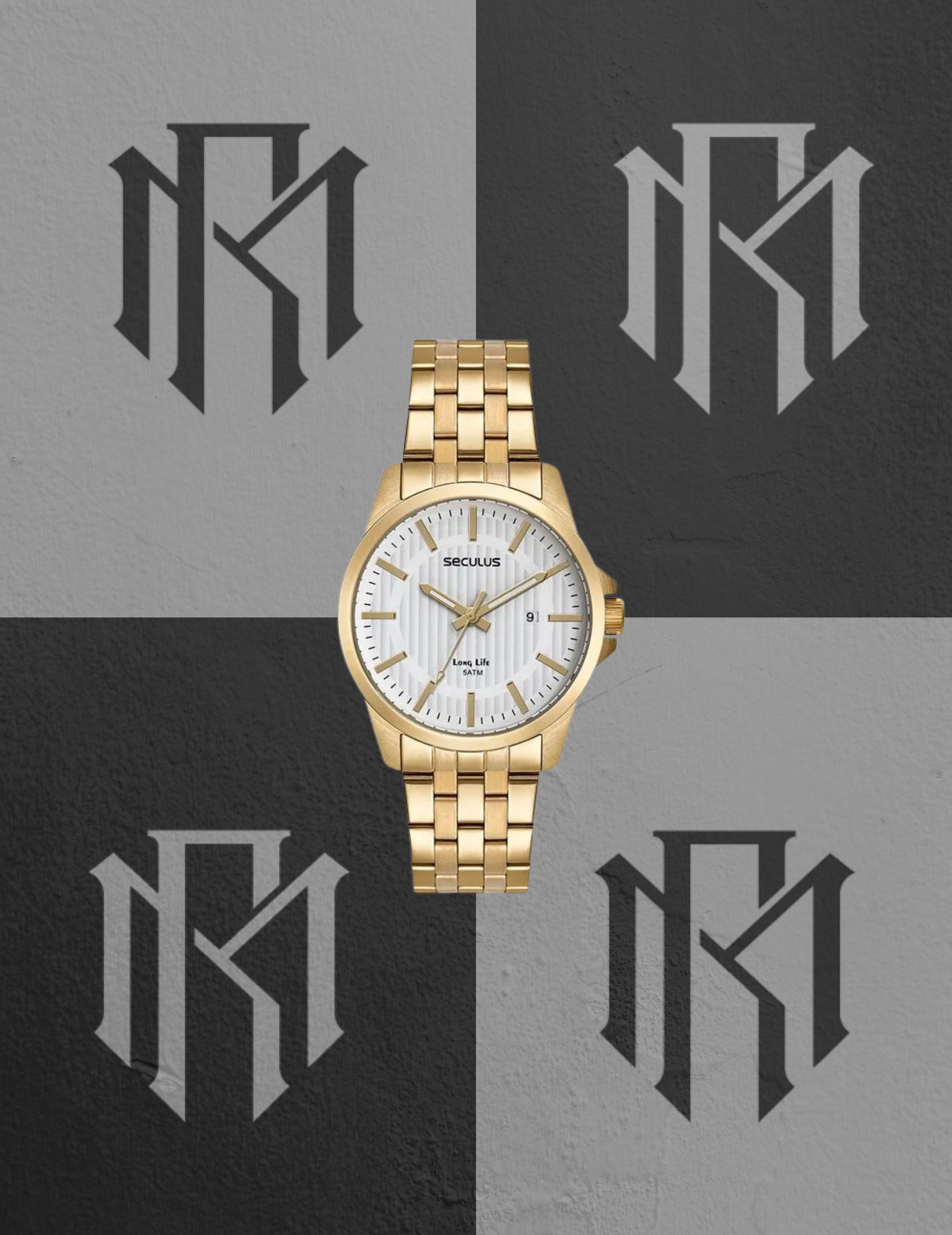 Relógio Seculus 44197GPSVDA2 Masculino Dourado Long Life 42mm 5ATM
