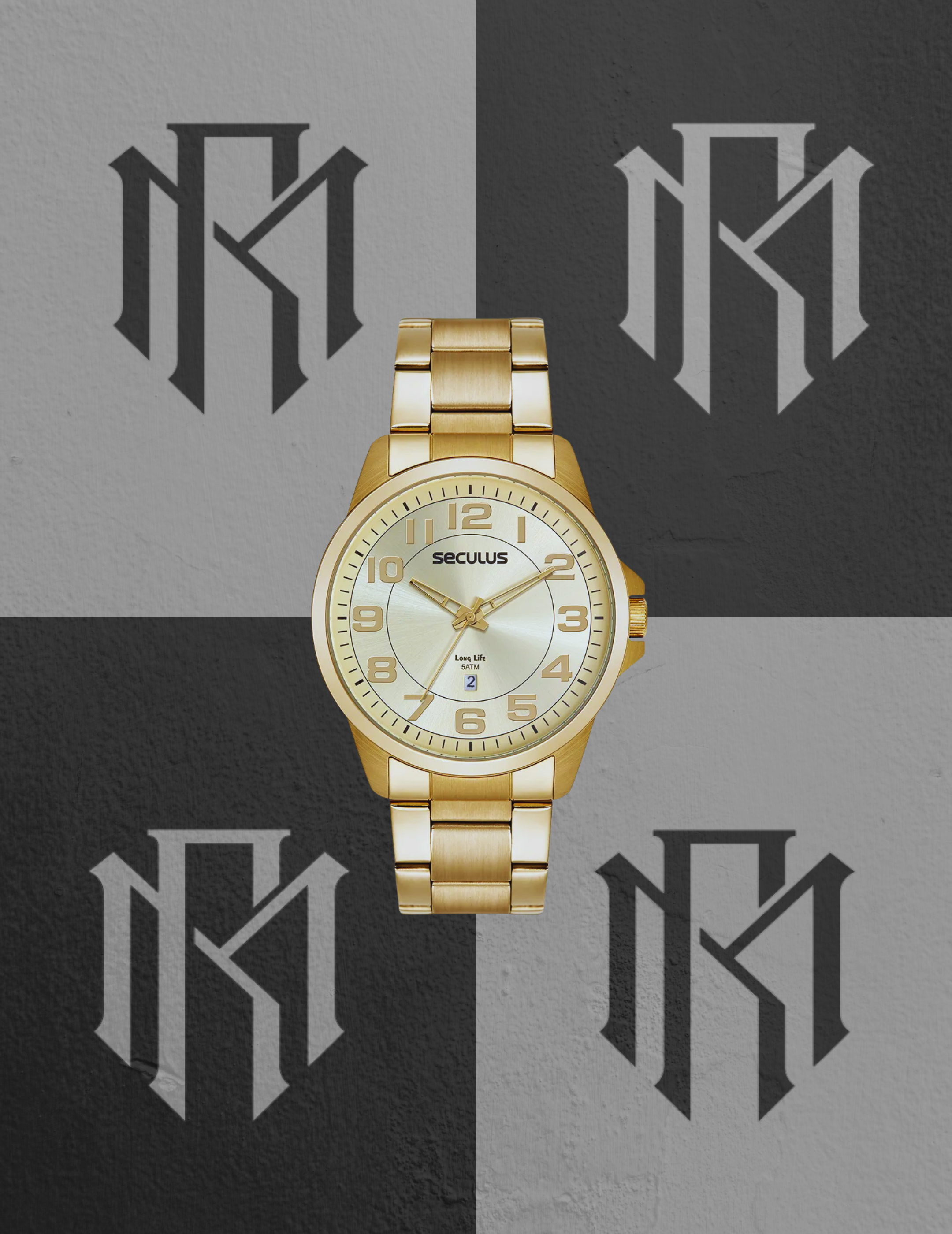 Relógio Seculus 44216GPSVDA3 Dourado Calendário Casual 40mm 5ATM