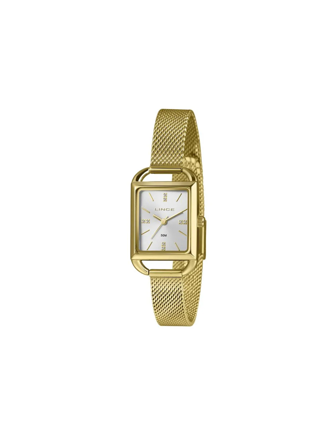 Relógio Lince LQG4790L24 S1KX Feminino Retangular Mesh Dourado 50m