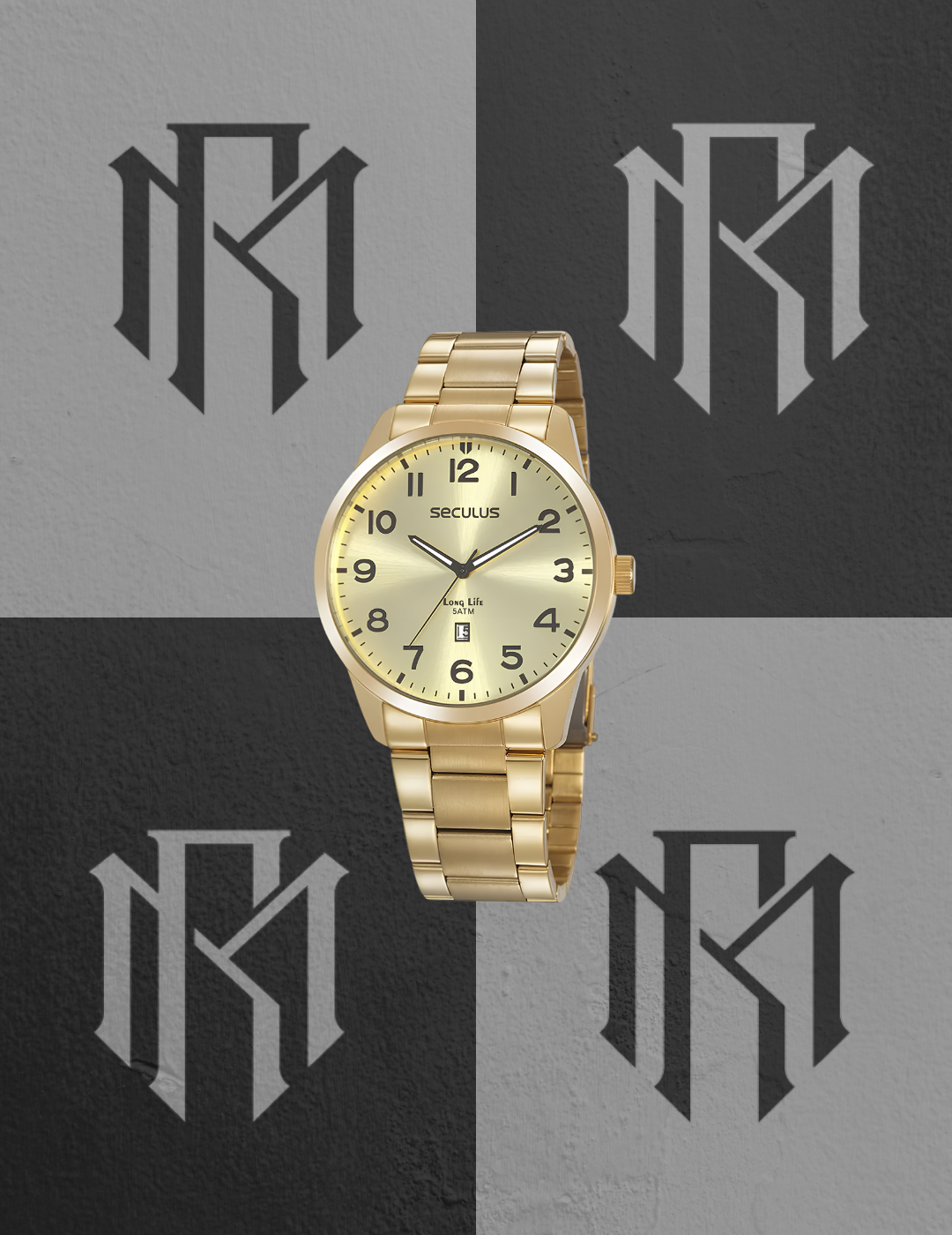 Relógio Seculus 20961GPSVDA1 Masculino Casual Dourado 46mm 5ATM