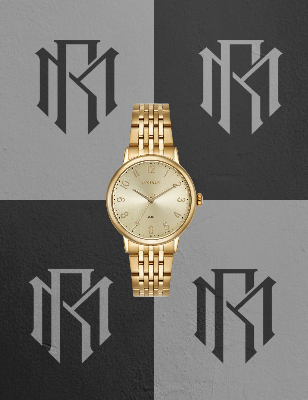 Relógio Seculus 77353LPSVDS1 Masculino Aço Dourado Numeração Completa