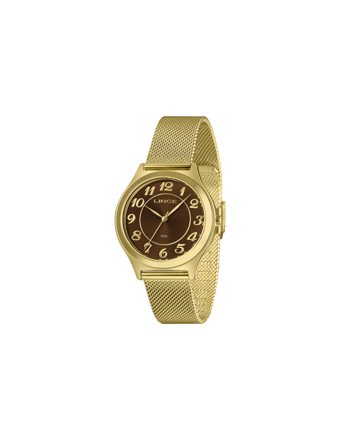 O Relógio Lince Dress Dourado com Mostrador Marrom