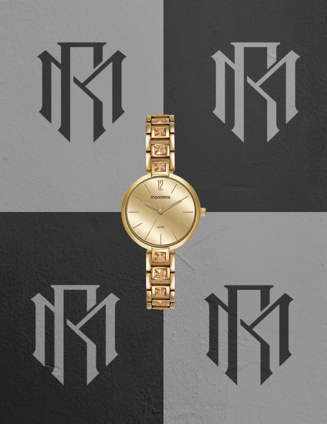 Relógio Mondaine Cristais Dourado Feminino 35mm 32903LPMVDM1