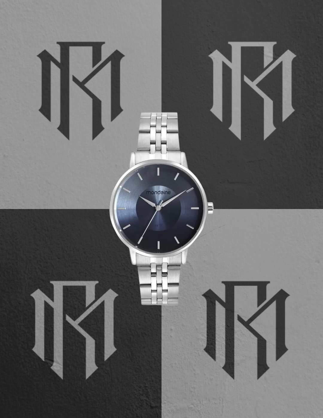 Relógio Mondaine 32682L0MVNE6 Feminino Prata Degradê Azul 5ATM