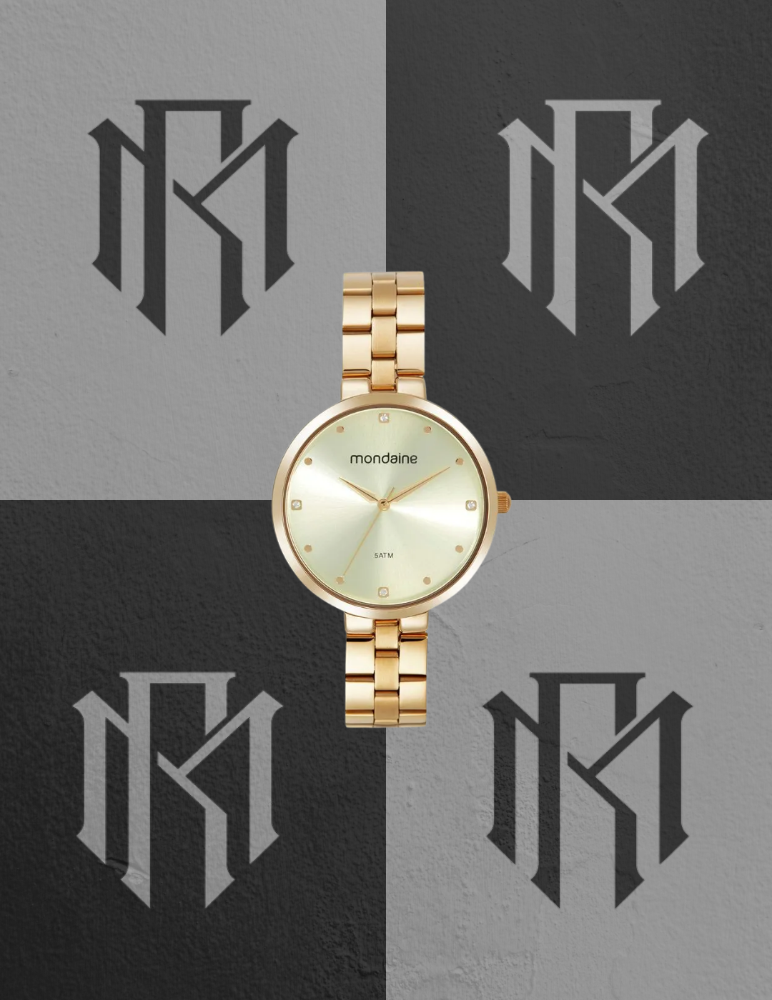 Relógio Mondaine 32672LPMVDE1 Dourado Cristais Clássico 38mm