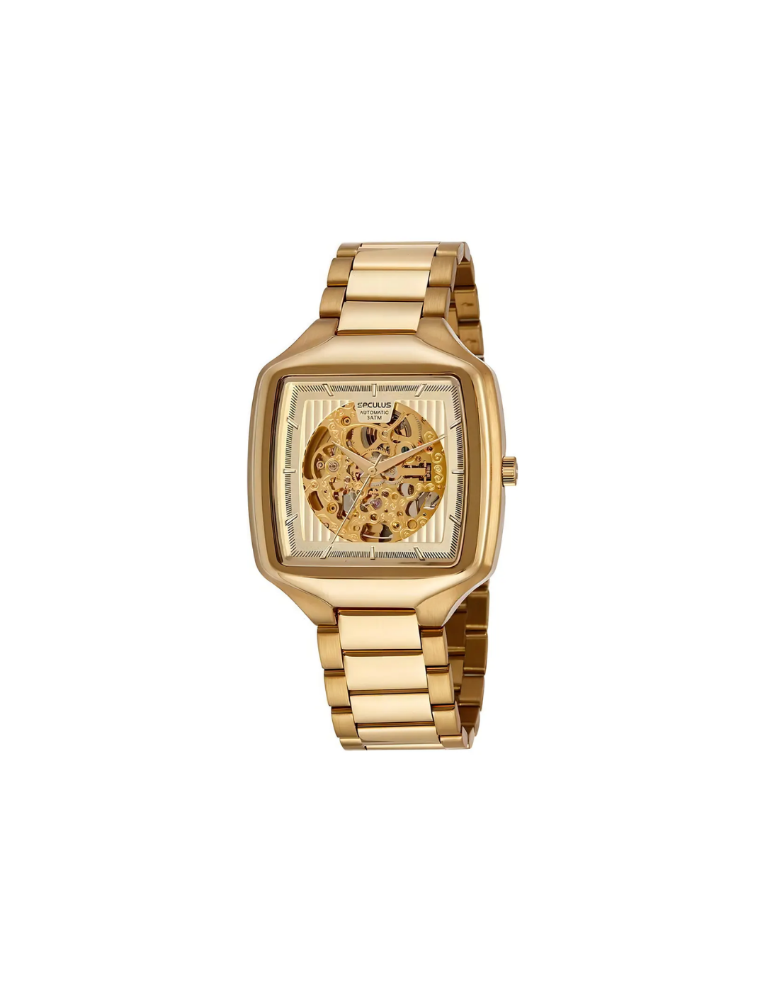 Relógio Seculus 44110GPSVDA1 Dourado Automático Skeleton 3ATM