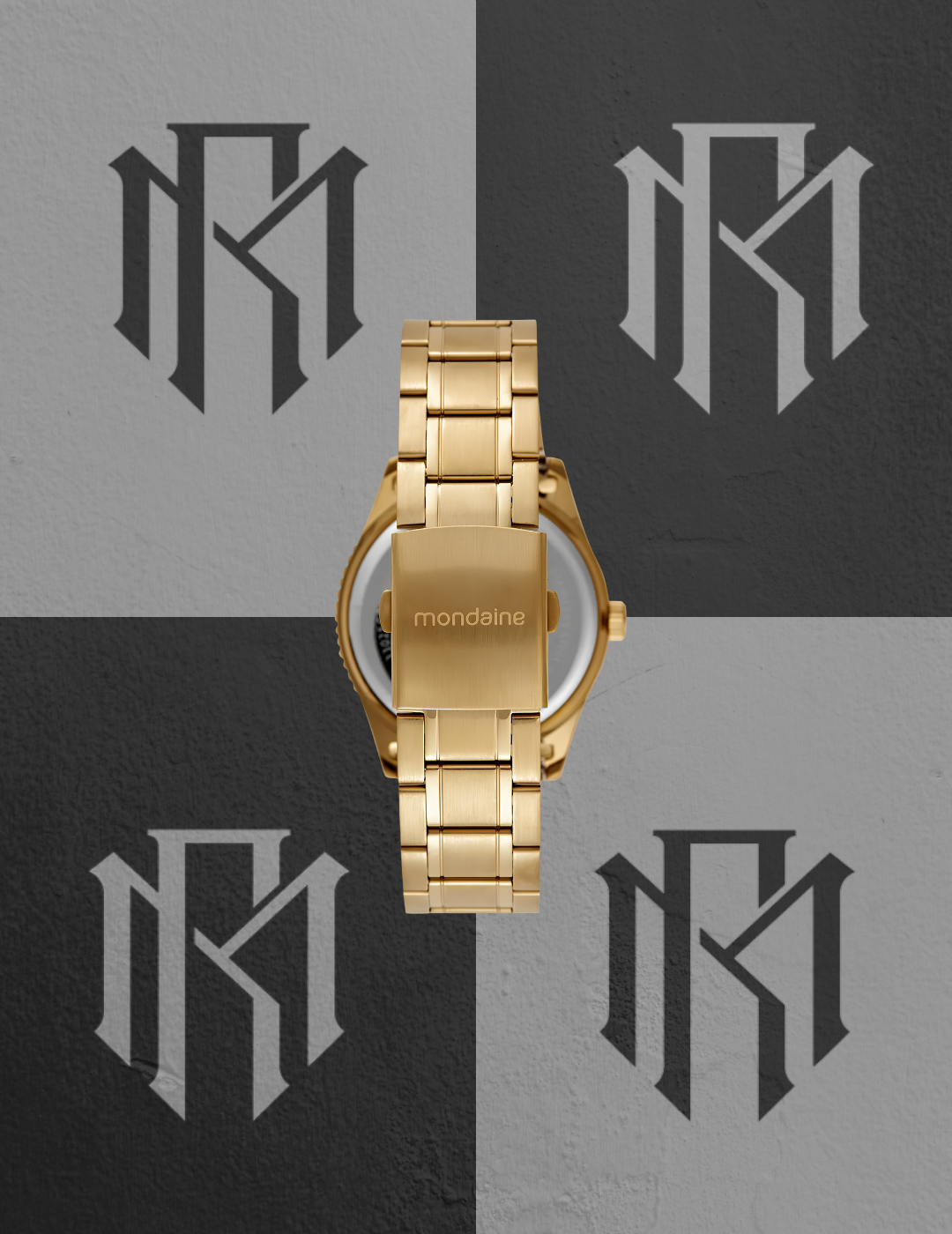 Relógio Mondaine 33025GPMVDE1 Masculino Luneta Rotativa Dourado 43mm 5ATM