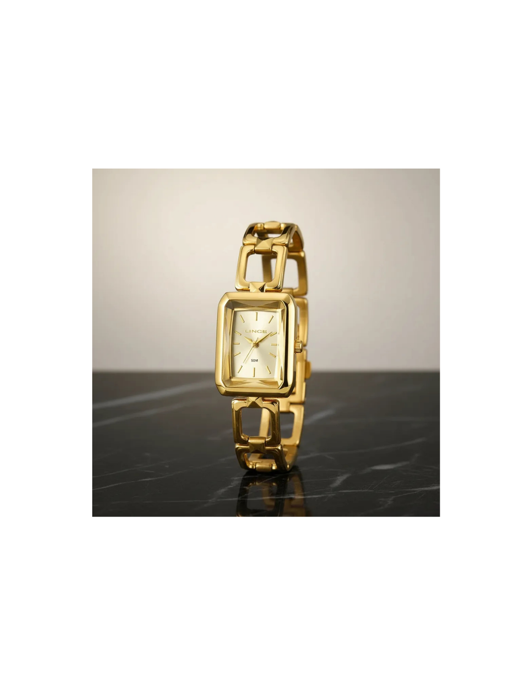 Relógio Lince LQG4839L23 C1KX Feminino Dourado Quadrado 50m