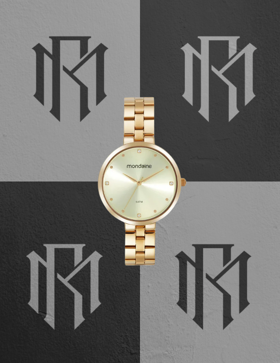 Relógio Feminino Cristais Dourado 32672LPMVDE1
