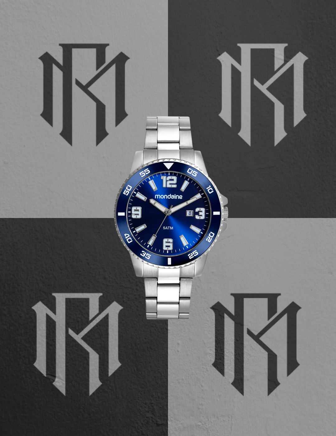 Relógio Mondaine Masculino Prata com Mostrador Azul – Analógico