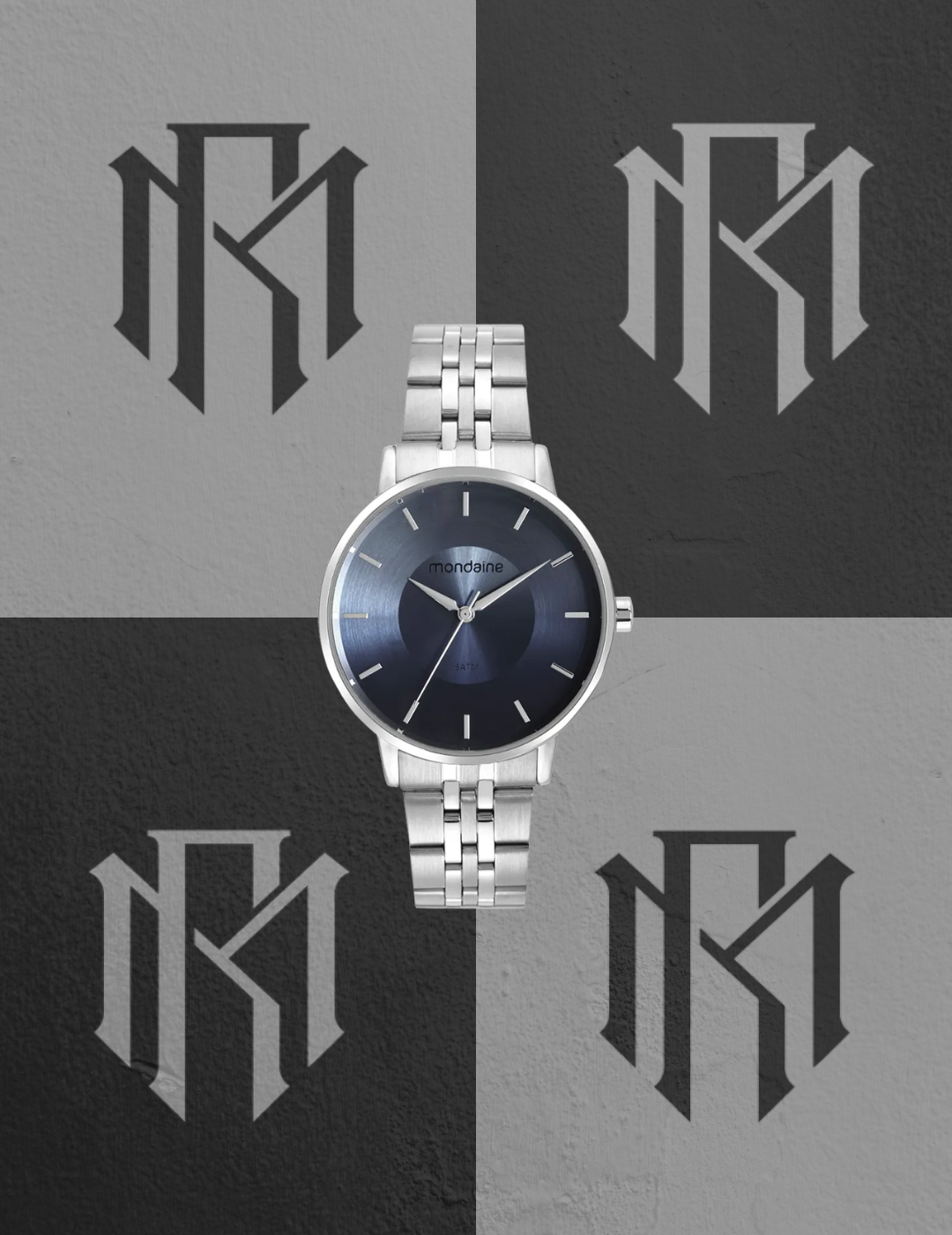 Relógio Mondaine Prateado com Mostrador Azul Degradê – Quartzo