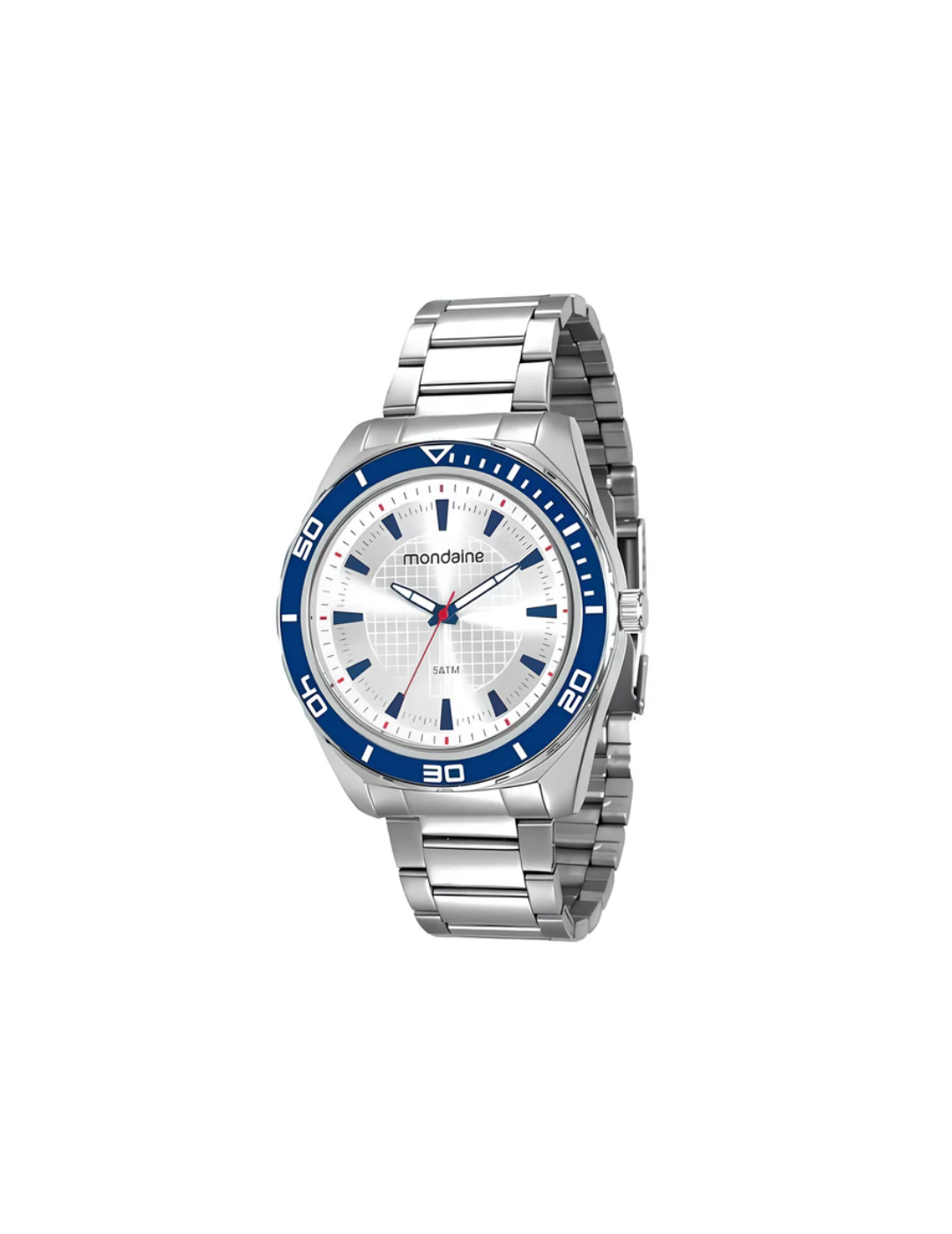 Relógio Mondaine Masculino Prata com Bisel Azul – Analógico