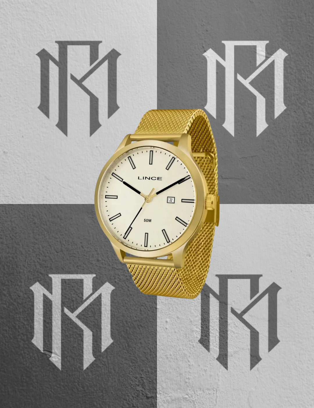 Relógio Masculino Lince Dourado Modelo Mrg4494s