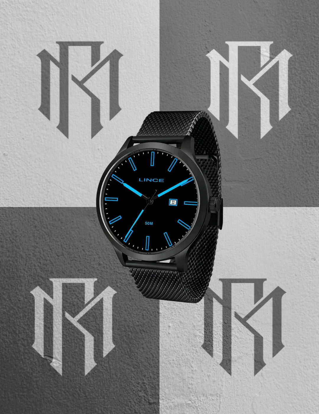 Relógio Lince Masculino Preto Aço Inox Mrn4494l Papx Analógico Quartz