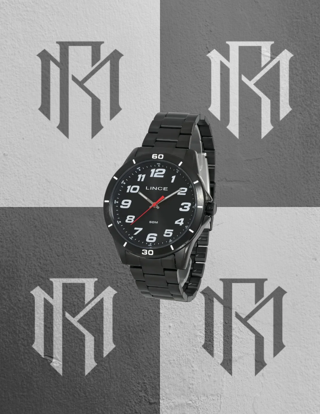 Relógio Lince Masculino Esportivo Preto Quartz