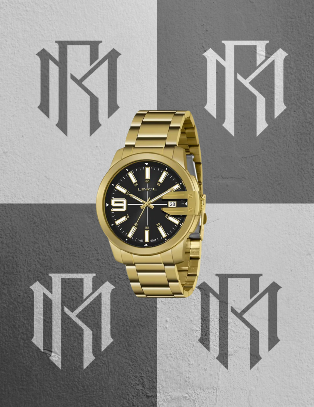 Relógio Lince Masculino MRG4708L P2KX Dourado Analógico 50m