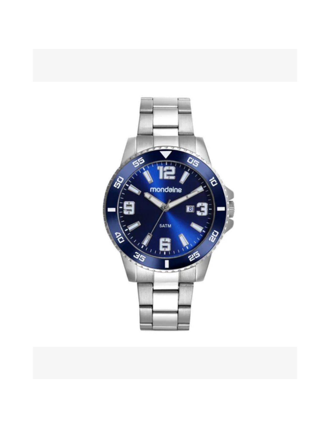 Relógio Mondaine Masculino Prata com Mostrador Azul – Analógico