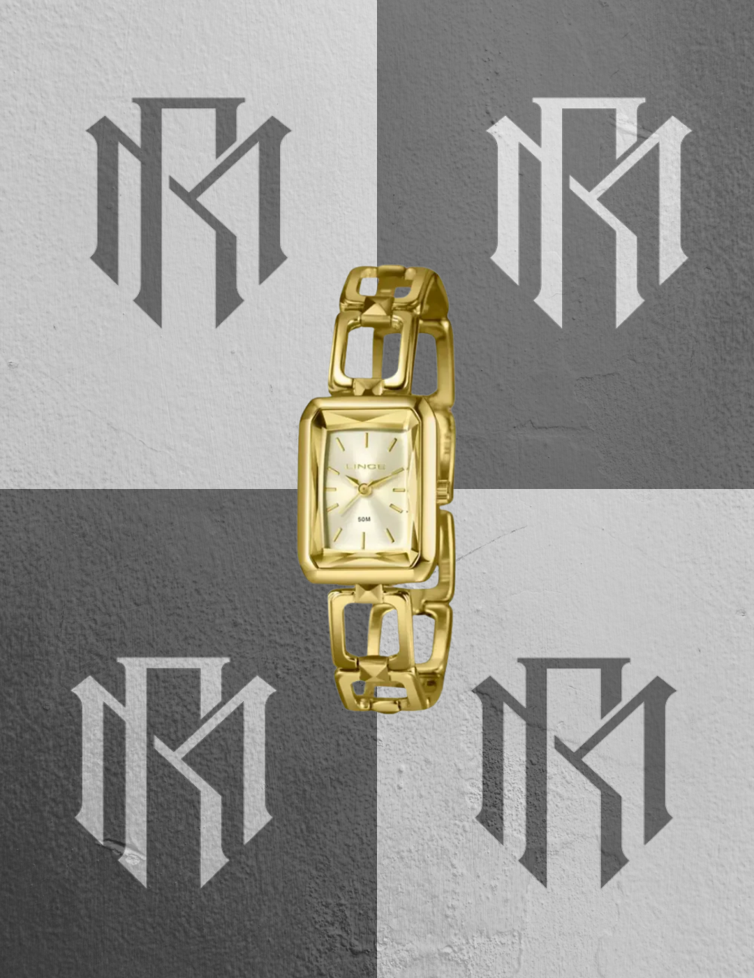 Relógio Lince LQG4839L23 C1KX Feminino Dourado Quadrado 50m